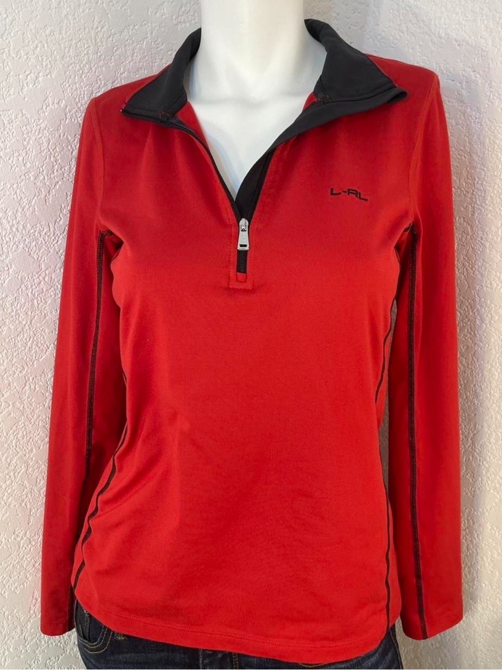 Red & Black Ralph Lauren Active Quarter‎ Zip Long Sleeve